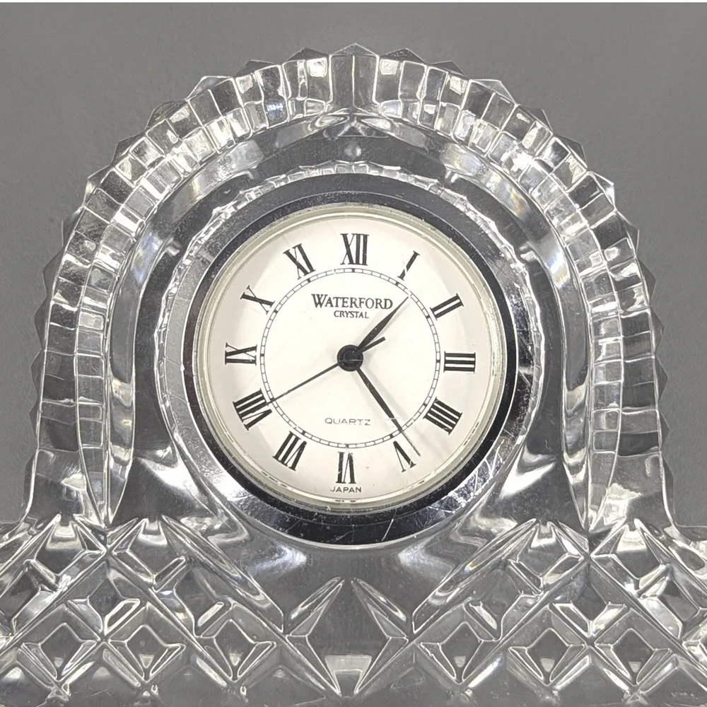 Waterford Crystal Desk Clock Quartz Mantle Style Roman Numeral Dial Japan Movt